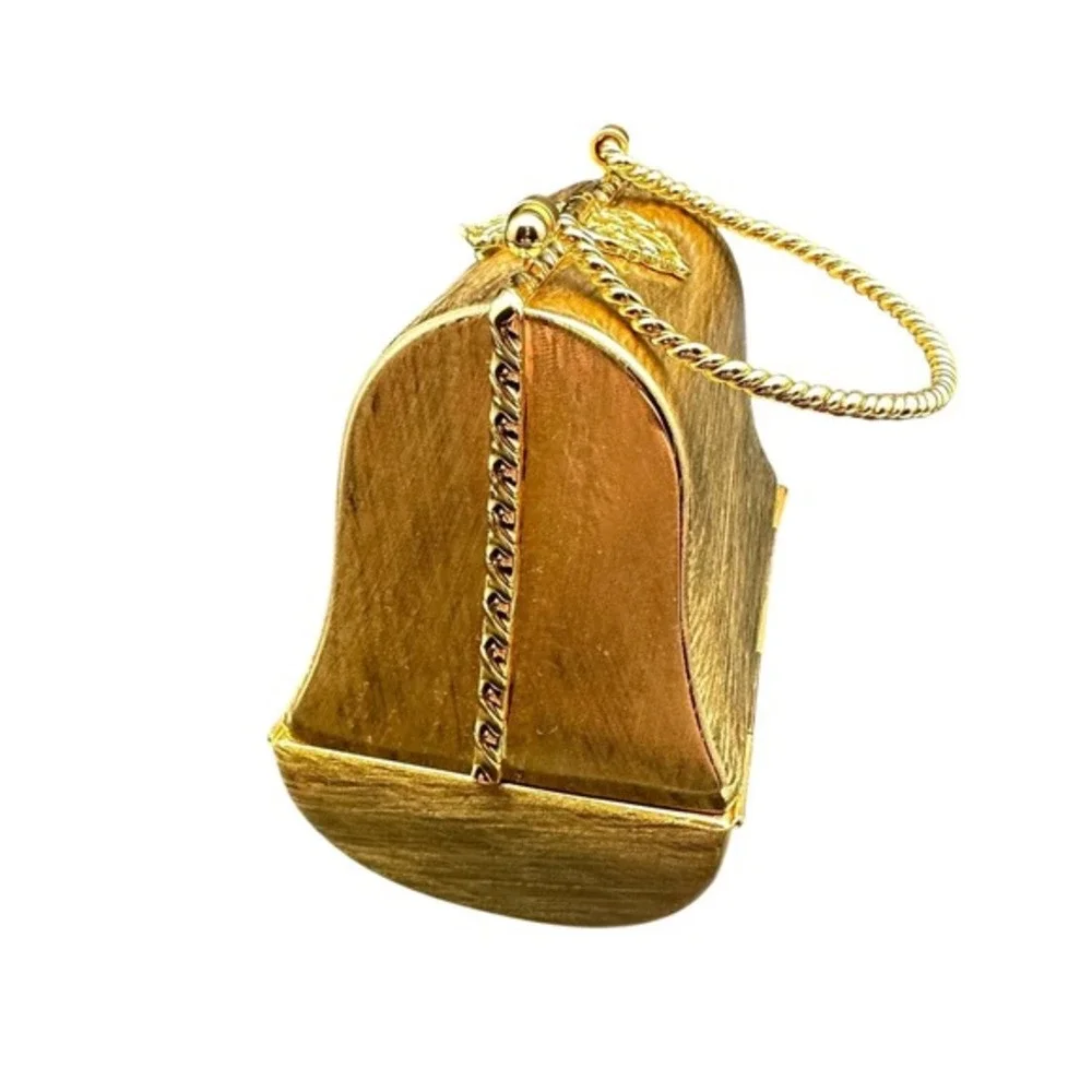 Vintage Gold Metal Hard Shell Minaudiere Evening‎ Bag Rodo Firenze Italy KC